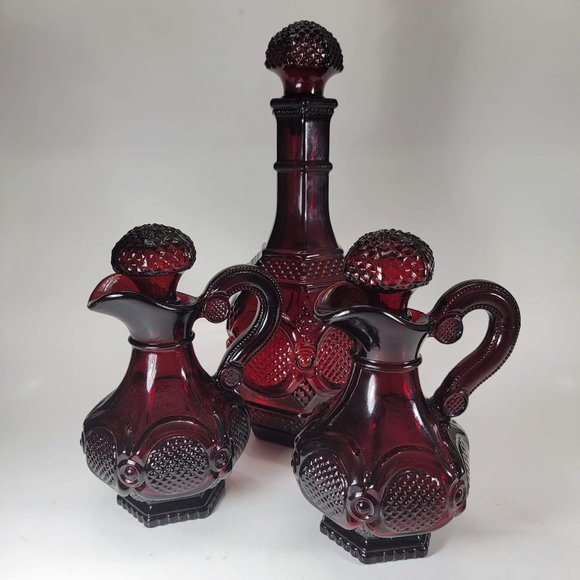 Avon Other - Avon 1876 Cape Cod Wine Decanter Oil Vinegar Dispenser Ruby Red Glass Vintage